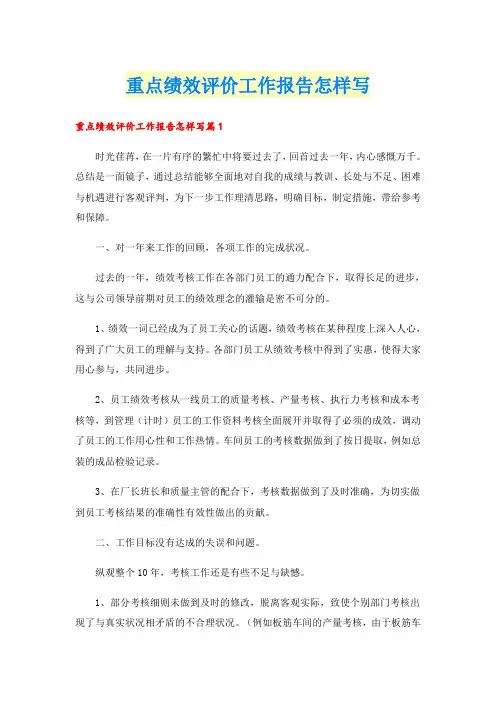 重点绩效评价工作报告怎样写