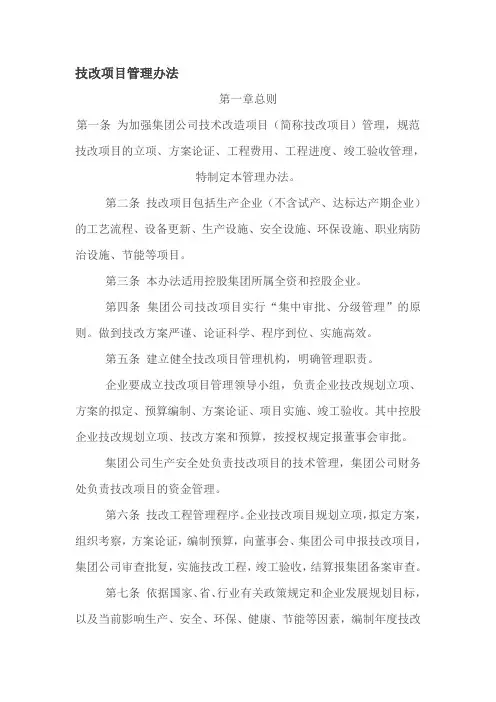技改项目管理办法