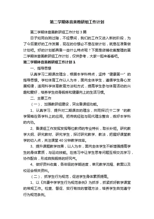 第二学期体音美教研组工作计划