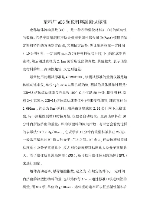 塑料厂ABS颗粒料熔融测试标准