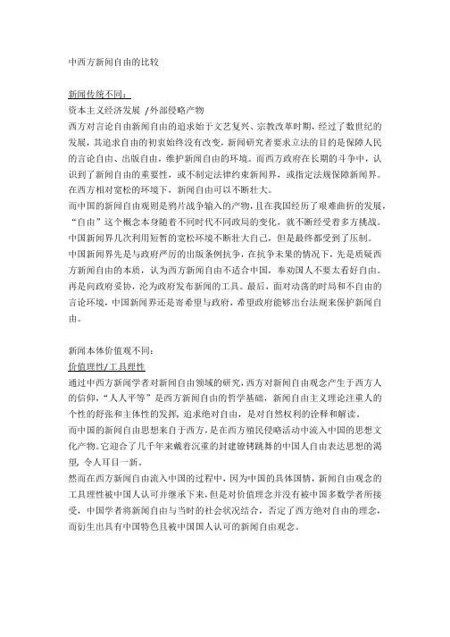 中西方新闻自由比较