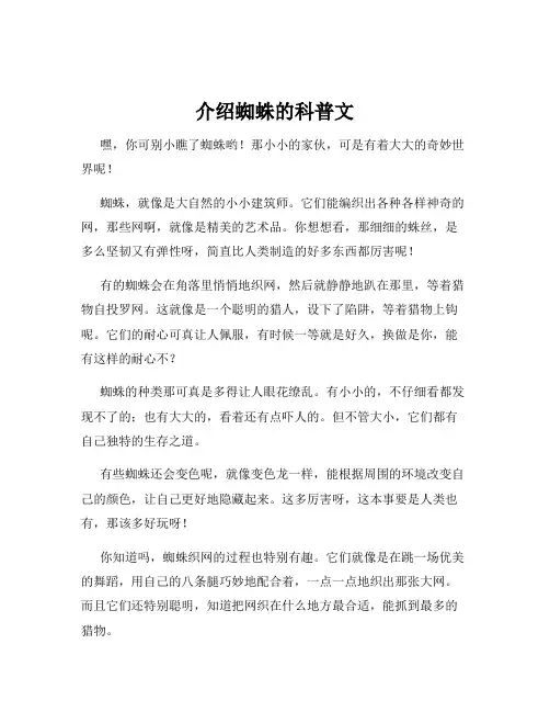 介绍蜘蛛的科普文