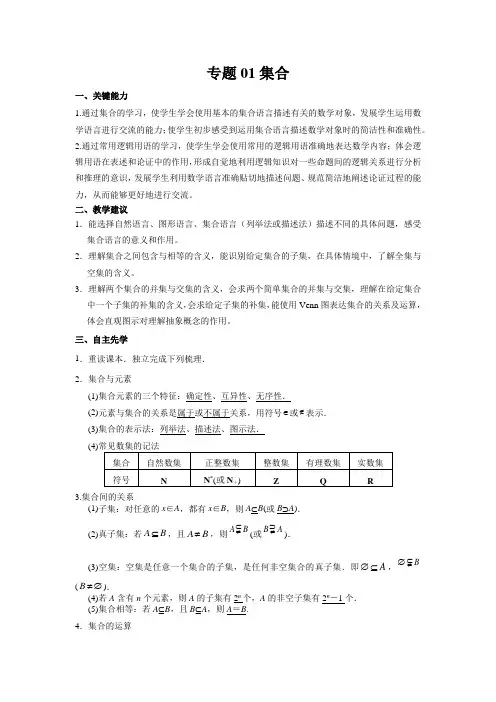2022新高考数学高频考点题型归纳01集合(教师版)