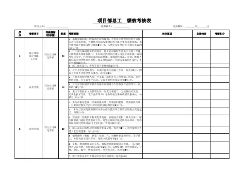 项目总工绩效考核