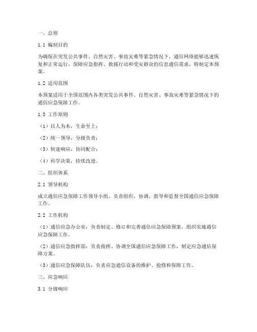 通信应急保障工作预案