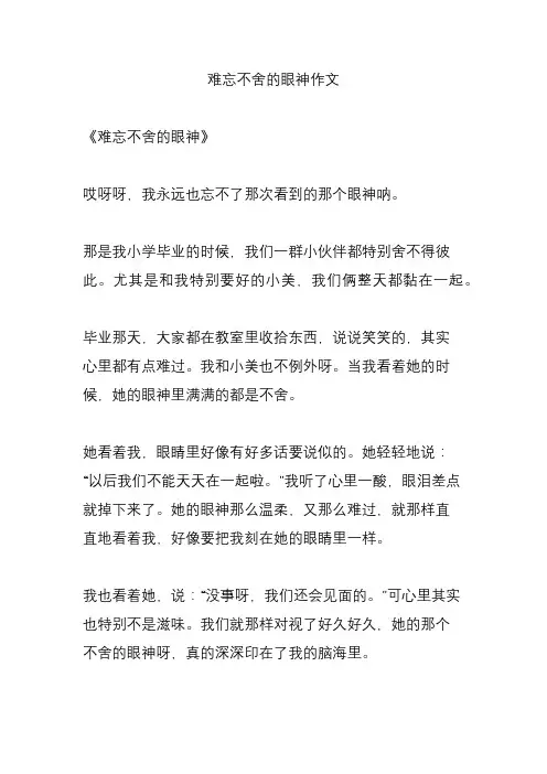 难忘不舍的眼神作文
