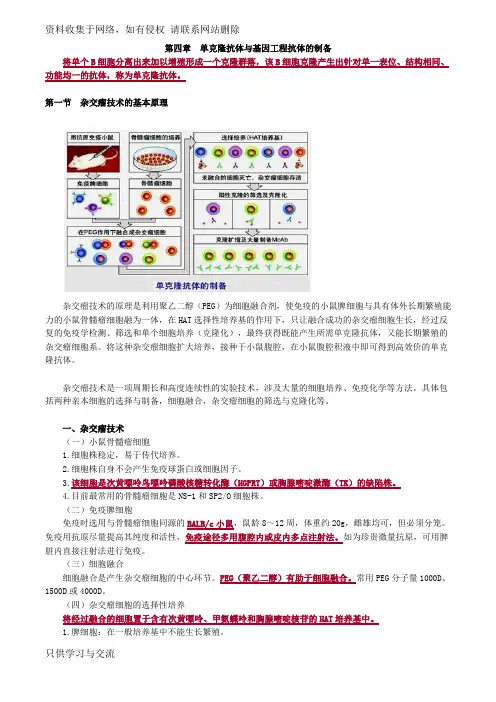 主管检验技师考试临床免疫学和免疫检验讲义第四章单克隆抗体与基因工程抗体的制备