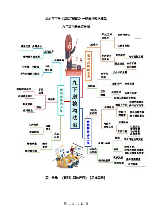2024中考道法一轮复习知识清单专题06 九下【思维导图+重点句+考点问题+典型例题】