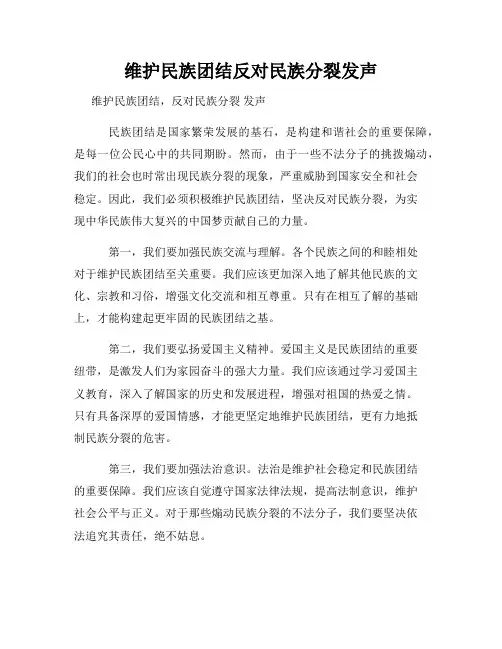 维护民族团结反对民族分裂发声