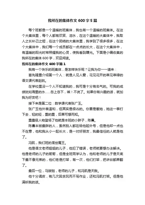 我所在的集体作文600字5篇