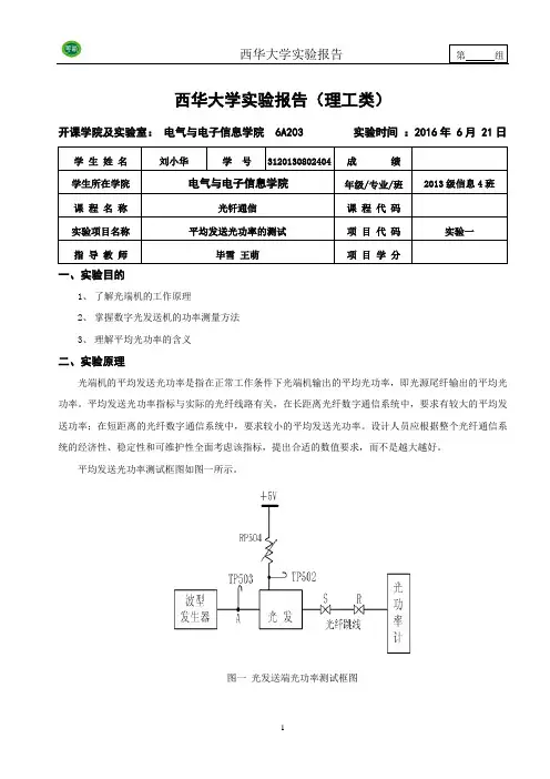 光纤通信实验报告