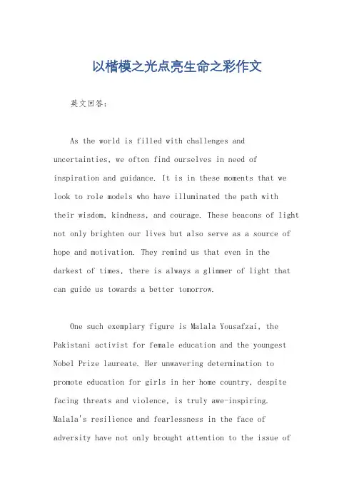 以楷模之光点亮生命之彩作文