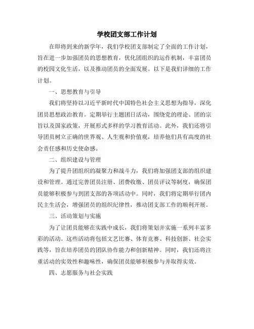学校团支部工作计划
