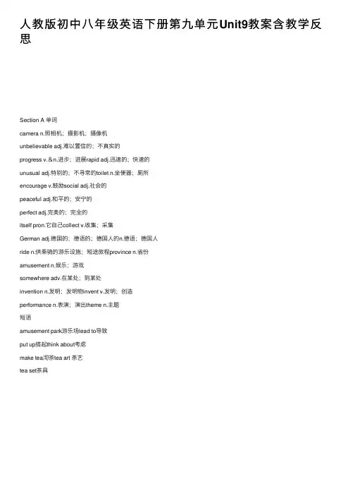 人教版初中八年级英语下册第九单元Unit9教案含教学反思