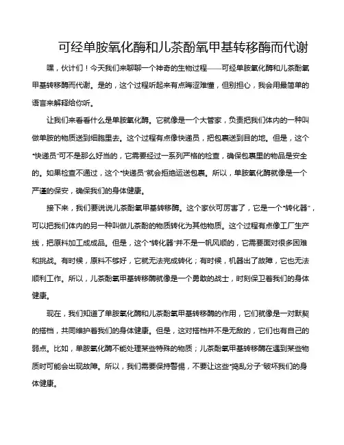 可经单胺氧化酶和儿茶酚氧甲基转移酶而代谢