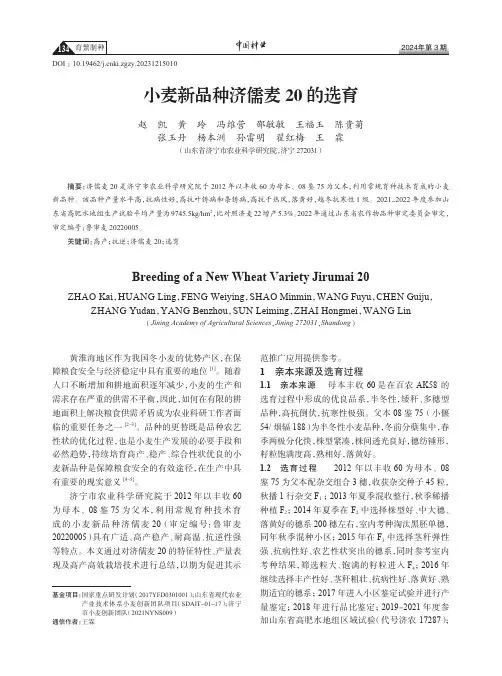 小麦新品种济儒麦20_的选育