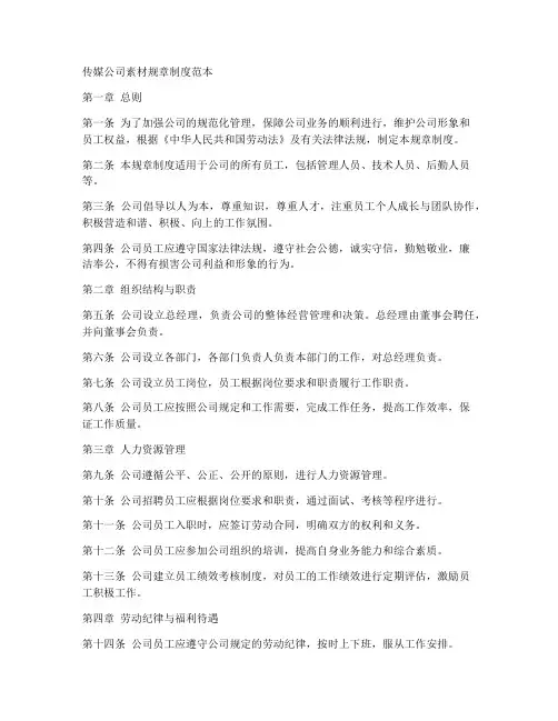 传媒公司素材规章制度范本