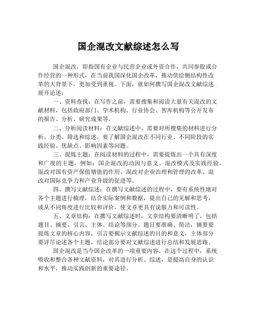 国企混改文献综述怎么写