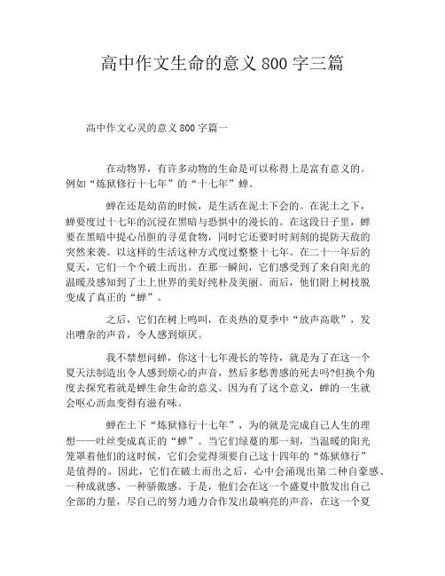 高中作文生命的意义800字三篇