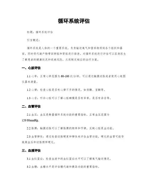 循环系统评估