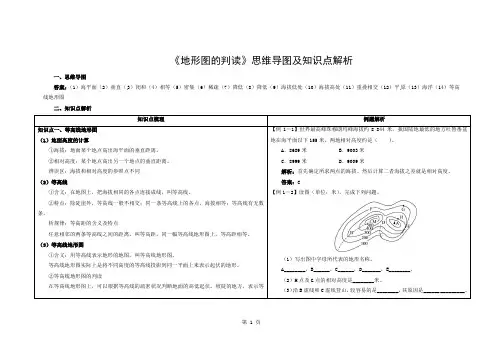 七年级地理上册14地形图的判读思维导图及知识点解析