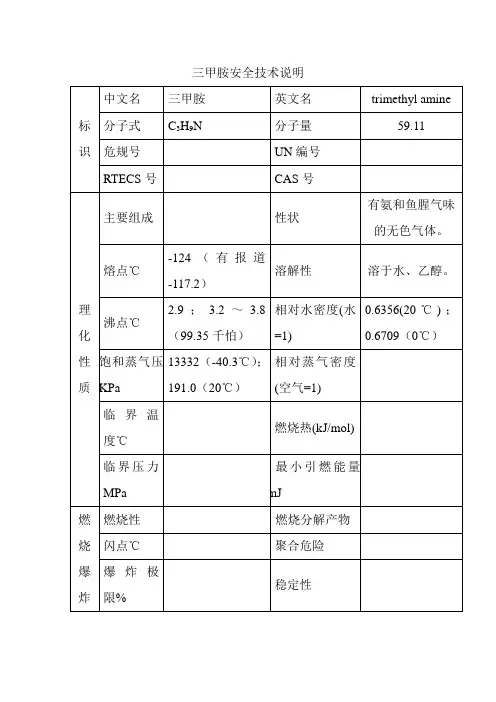 三甲胺安全技术说明