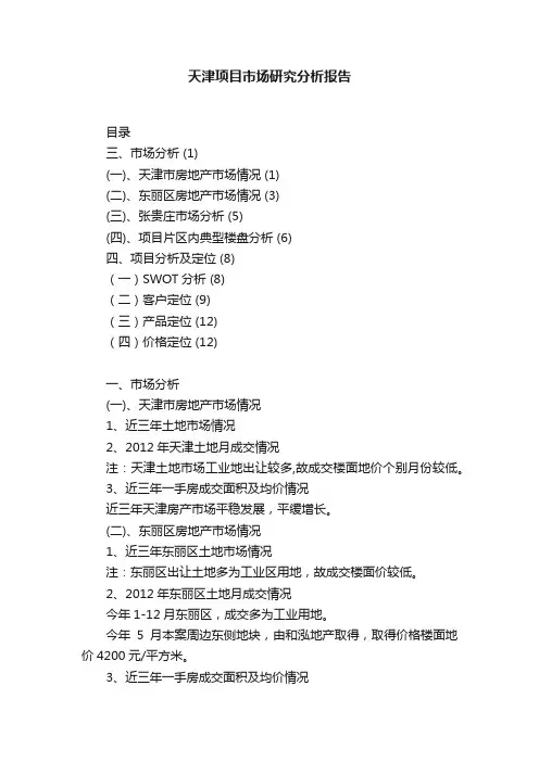 天津项目市场研究分析报告