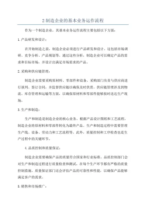 2制造企业的基本业务运作流程
