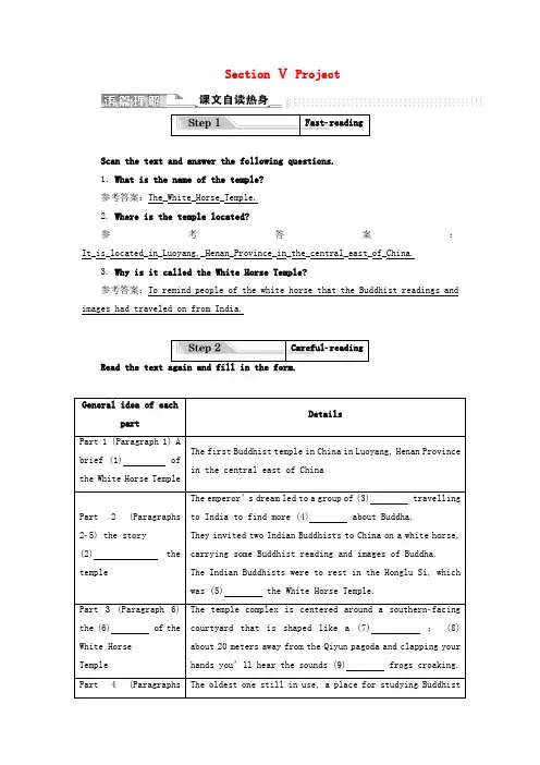 江苏专用高中英语Unit4BehindbeliefsSectionⅤProject教案含解析牛津译林选修90606239.doc