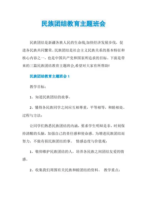 民族团结教育主题班会