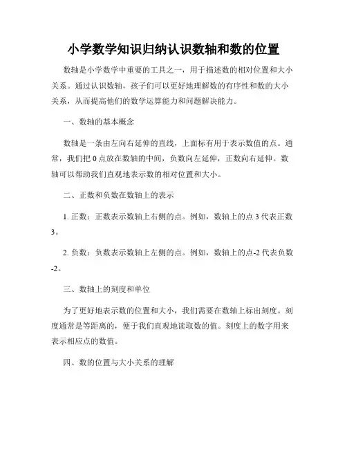 小学数学知识归纳认识数轴和数的位置