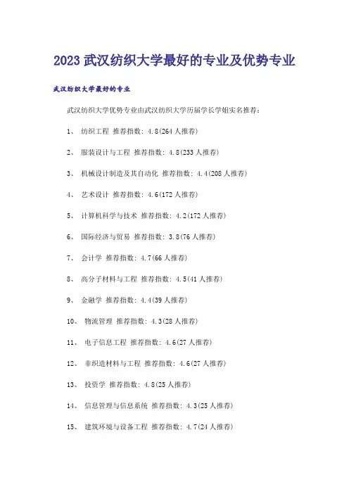 2023高考_武汉纺织大学最好的专业及优势专业