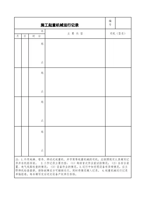 施工起重机械运行记录