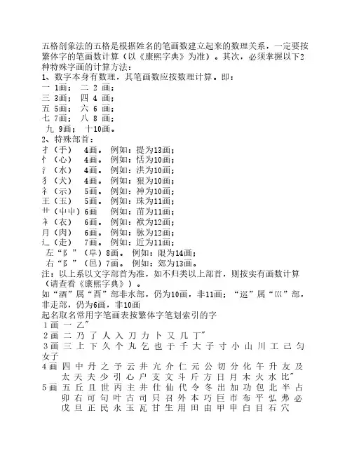 起名常用字繁体字笔画索引