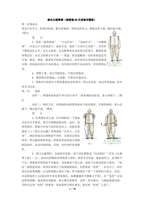 杨式太极拳谱(杨澄浦85式老架完整版)