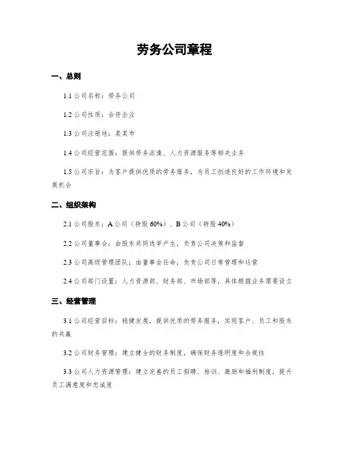 劳务公司章程