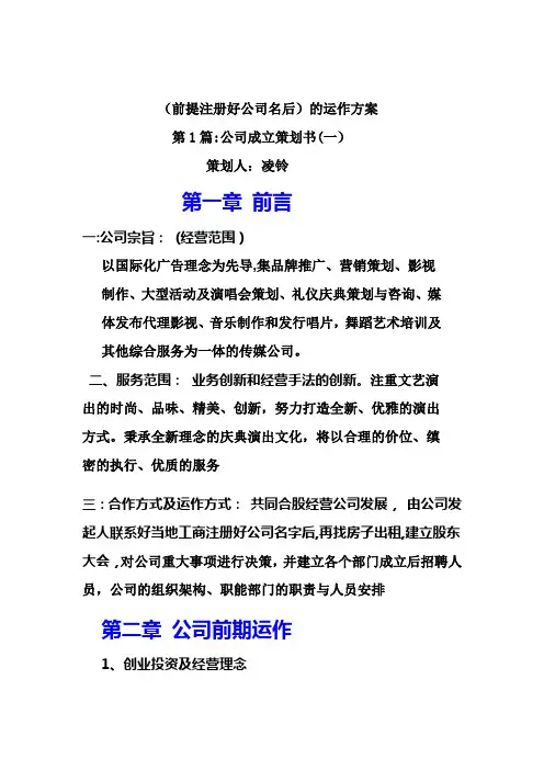 文化传媒公司成立策划书【范本模板】