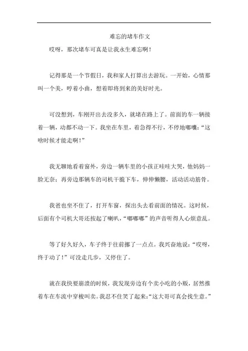 难忘的堵车作文