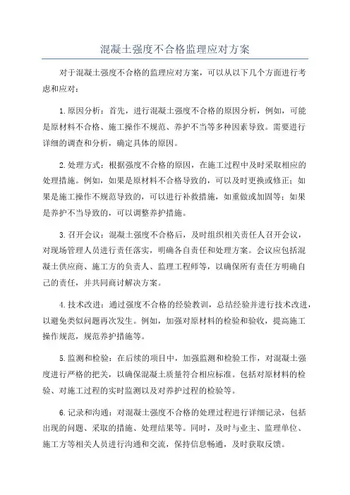 混凝土强度不合格监理应对方案