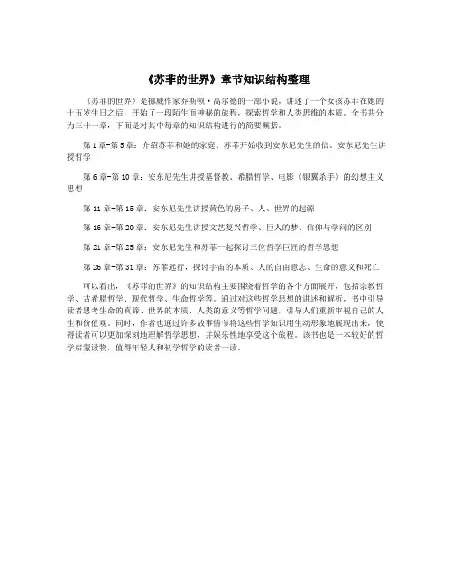 《苏菲的世界》章节知识结构整理