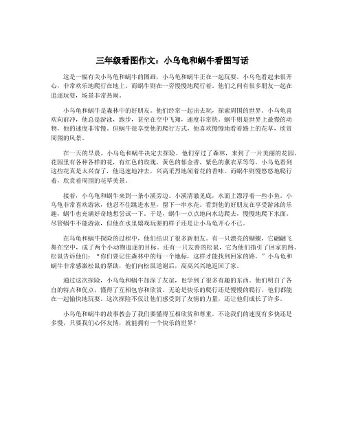 三年级看图作文：小乌龟和蜗牛看图写话