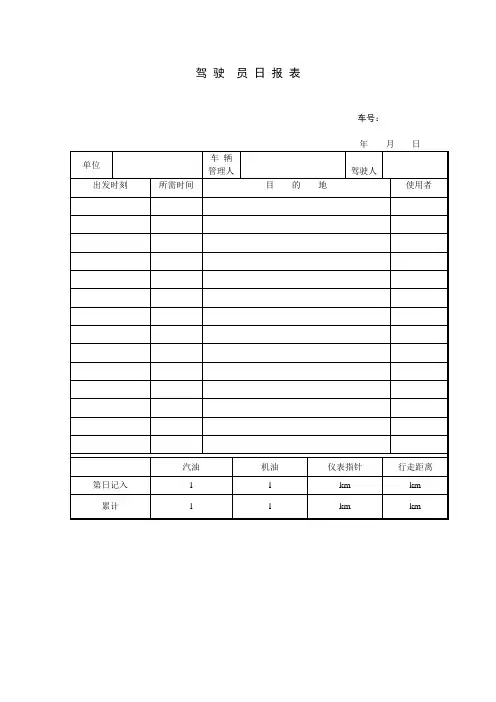 驾驶员日报表(doc格式)