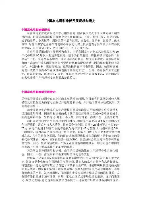 中国家电用彩涂板发展现状与潜力