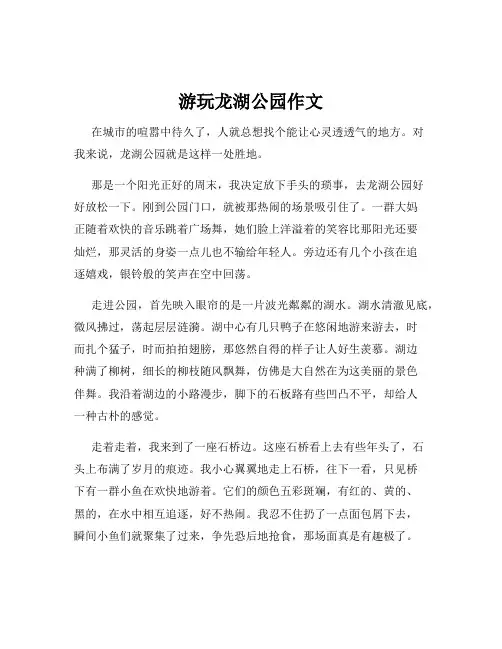 游玩龙湖公园作文