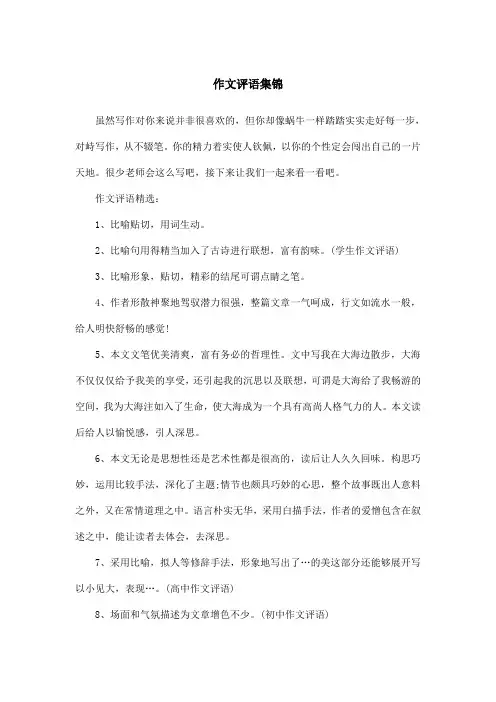 作文评语集锦