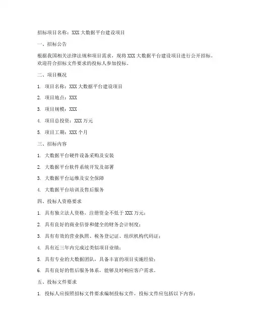 大数据招标文件