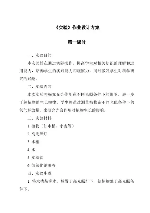 《实验》作业设计方案