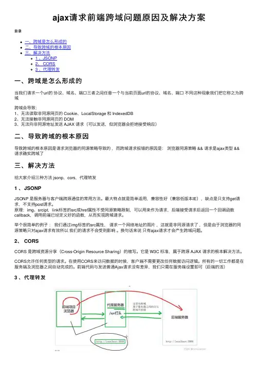 ajax请求前端跨域问题原因及解决方案