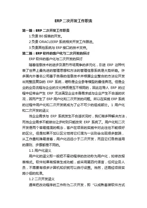 ERP二次开发工作职责