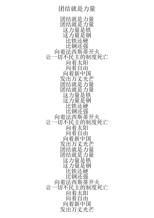 《团结就是力量》歌词